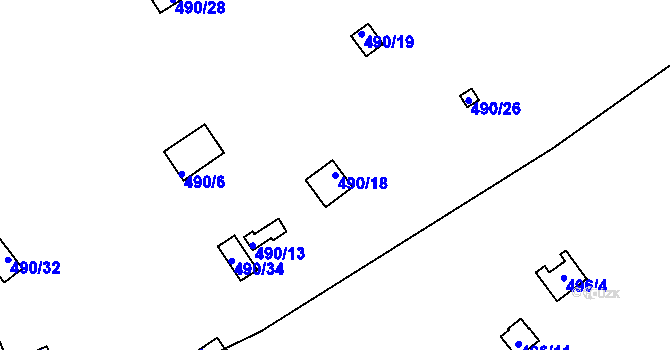 Parcela st. 490/18 v KÚ Doudlevce, Katastrální mapa