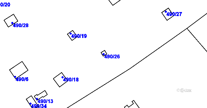 Parcela st. 490/26 v KÚ Doudlevce, Katastrální mapa