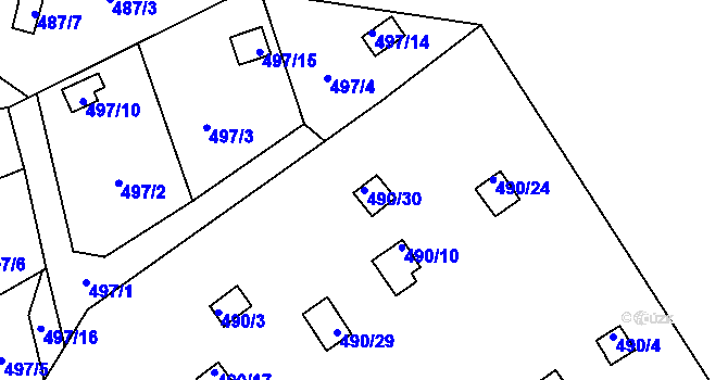 Parcela st. 490/30 v KÚ Doudlevce, Katastrální mapa