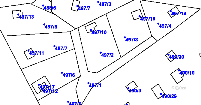 Parcela st. 497/2 v KÚ Doudlevce, Katastrální mapa