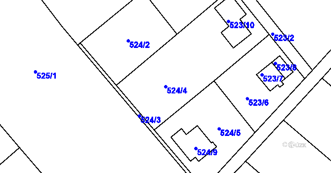 Parcela st. 524/4 v KÚ Doudlevce, Katastrální mapa