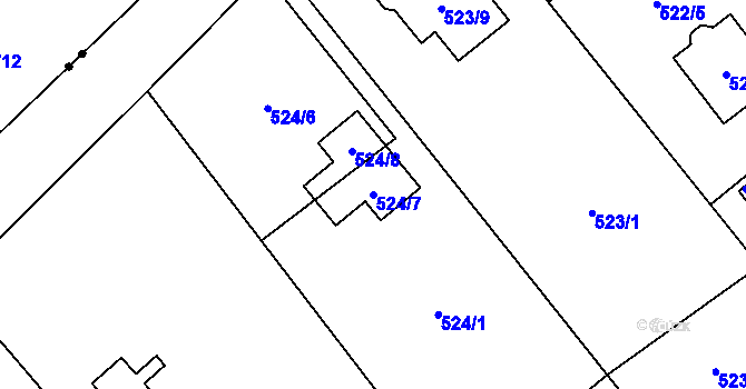 Parcela st. 524/7 v KÚ Doudlevce, Katastrální mapa