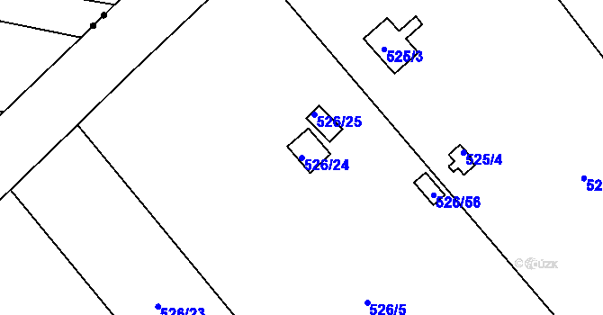 Parcela st. 526/24 v KÚ Doudlevce, Katastrální mapa