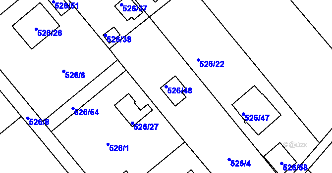 Parcela st. 526/48 v KÚ Doudlevce, Katastrální mapa
