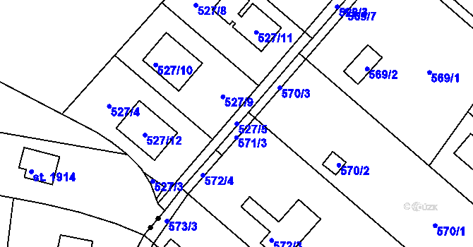 Parcela st. 527/5 v KÚ Doudlevce, Katastrální mapa