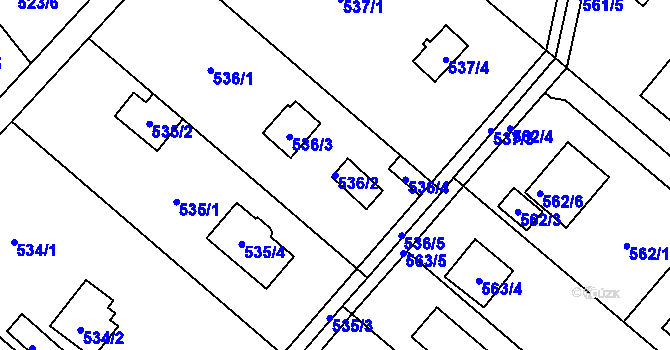 Parcela st. 536/2 v KÚ Doudlevce, Katastrální mapa