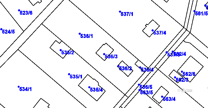 Parcela st. 536/3 v KÚ Doudlevce, Katastrální mapa