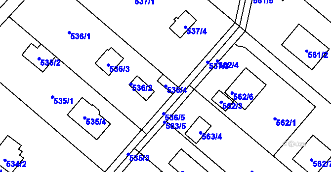Parcela st. 536/4 v KÚ Doudlevce, Katastrální mapa