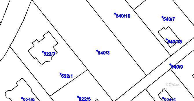Parcela st. 540/3 v KÚ Doudlevce, Katastrální mapa