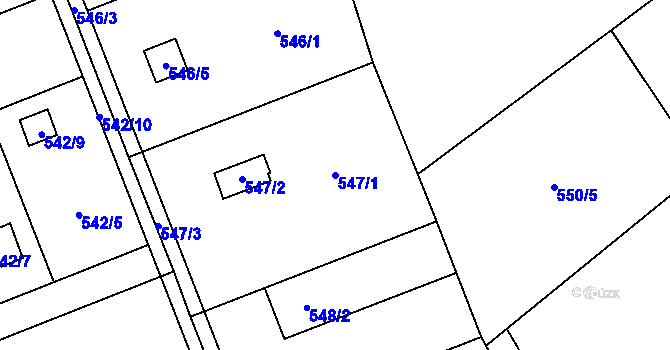 Parcela st. 547/1 v KÚ Doudlevce, Katastrální mapa
