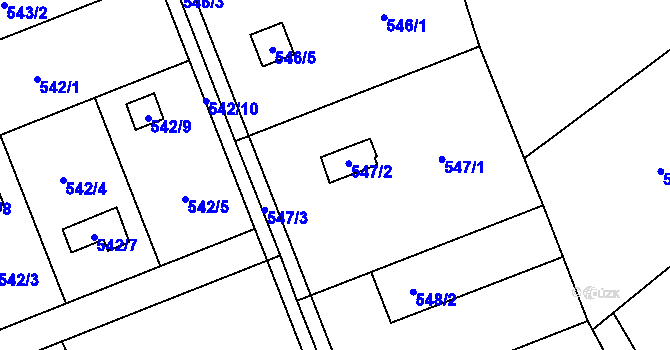 Parcela st. 547/2 v KÚ Doudlevce, Katastrální mapa