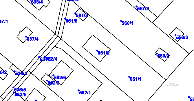 Parcela st. 561/2 v KÚ Doudlevce, Katastrální mapa