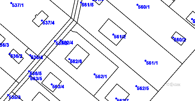 Parcela st. 562/2 v KÚ Doudlevce, Katastrální mapa