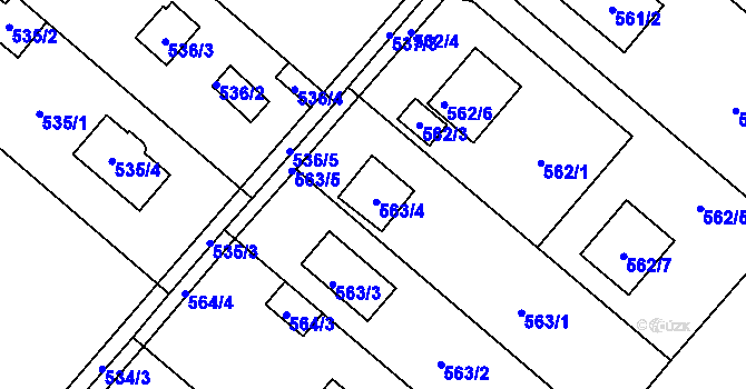 Parcela st. 563/4 v KÚ Doudlevce, Katastrální mapa