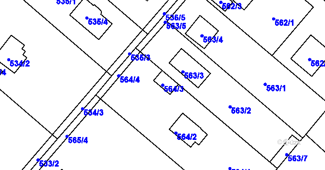 Parcela st. 564/3 v KÚ Doudlevce, Katastrální mapa