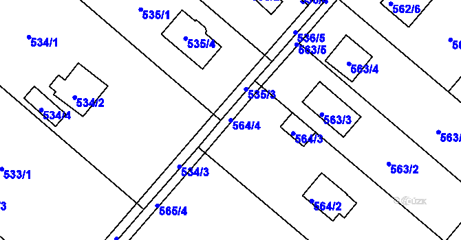 Parcela st. 564/4 v KÚ Doudlevce, Katastrální mapa