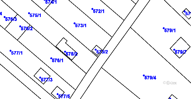 Parcela st. 573/2 v KÚ Doudlevce, Katastrální mapa