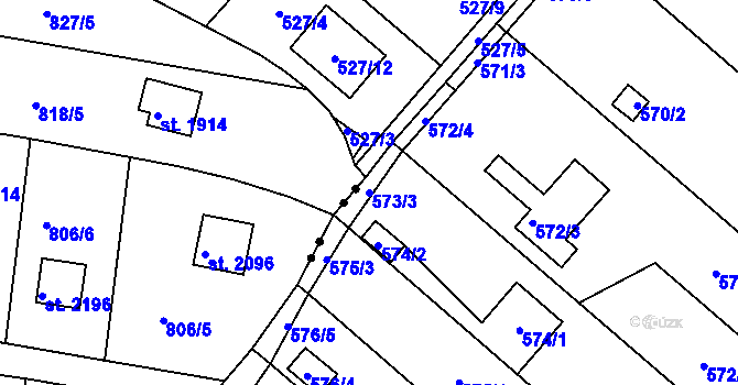 Parcela st. 573/3 v KÚ Doudlevce, Katastrální mapa