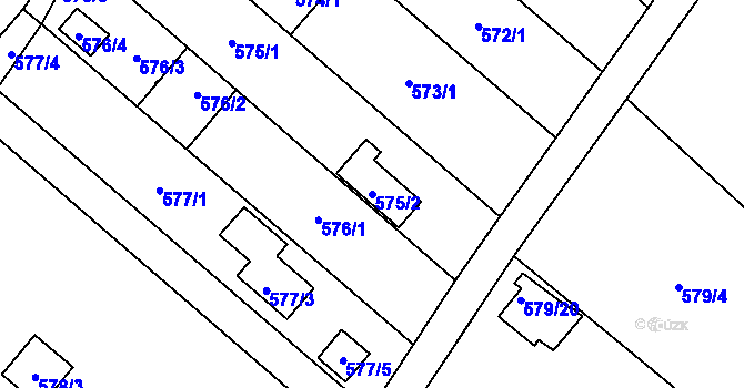Parcela st. 575/2 v KÚ Doudlevce, Katastrální mapa