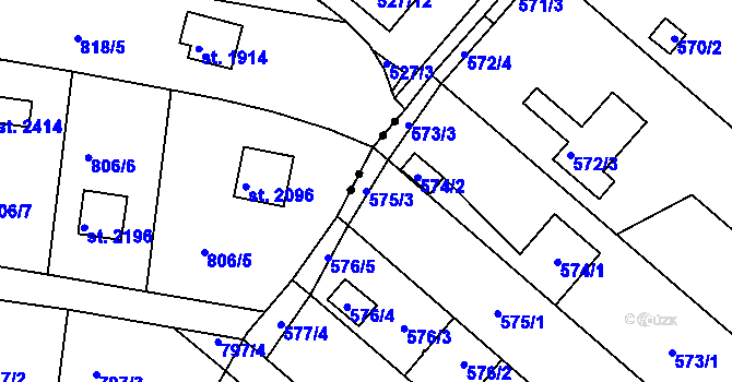 Parcela st. 575/3 v KÚ Doudlevce, Katastrální mapa