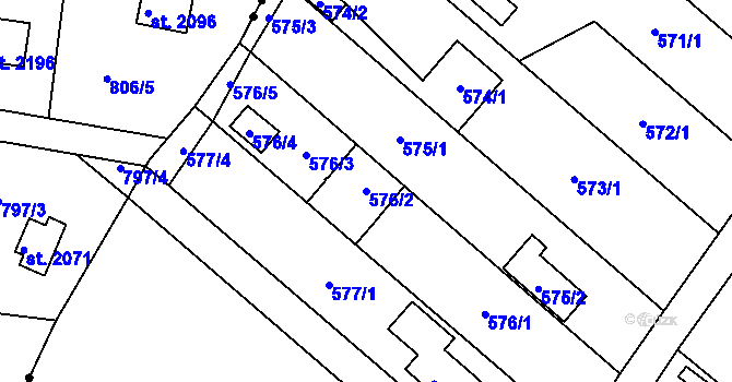 Parcela st. 576/2 v KÚ Doudlevce, Katastrální mapa