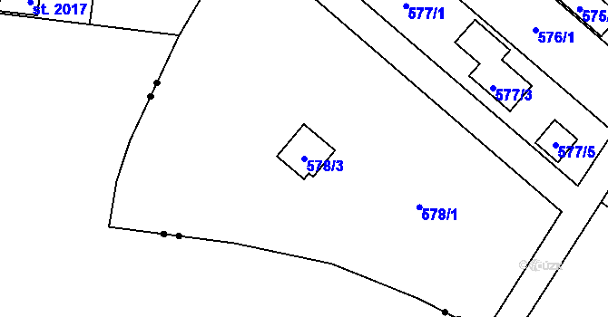 Parcela st. 578/3 v KÚ Doudlevce, Katastrální mapa