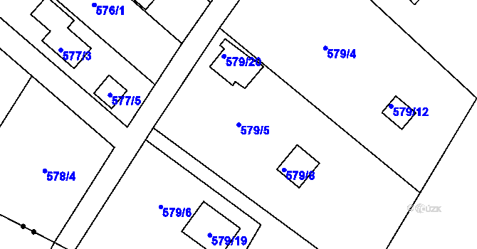 Parcela st. 579/5 v KÚ Doudlevce, Katastrální mapa