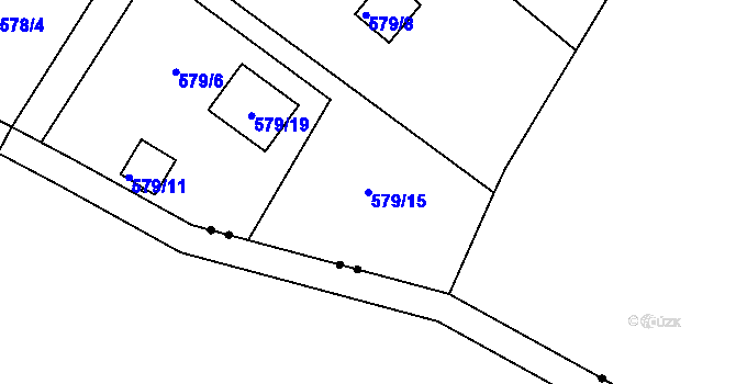 Parcela st. 579/15 v KÚ Doudlevce, Katastrální mapa