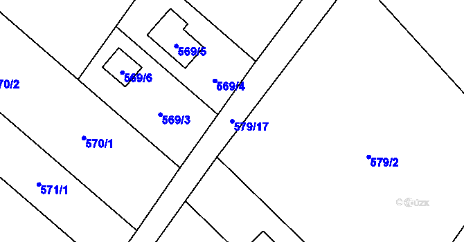 Parcela st. 579/17 v KÚ Doudlevce, Katastrální mapa