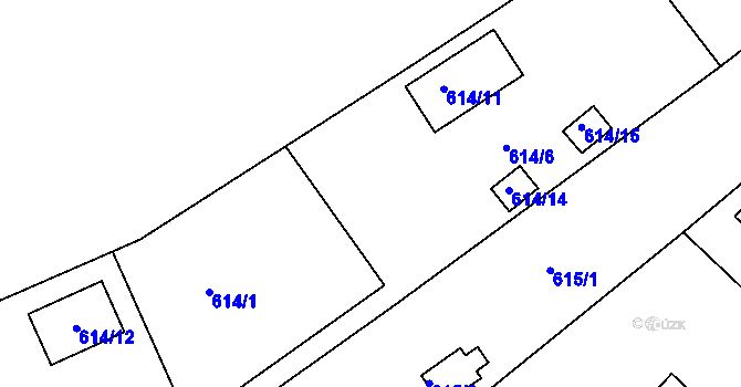 Parcela st. 614/4 v KÚ Doudlevce, Katastrální mapa