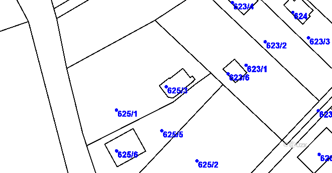 Parcela st. 625/3 v KÚ Doudlevce, Katastrální mapa