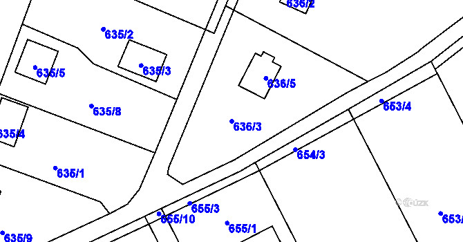 Parcela st. 636/3 v KÚ Doudlevce, Katastrální mapa