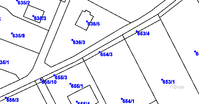Parcela st. 654/3 v KÚ Doudlevce, Katastrální mapa