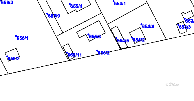 Parcela st. 655/2 v KÚ Doudlevce, Katastrální mapa