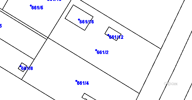 Parcela st. 661/2 v KÚ Doudlevce, Katastrální mapa