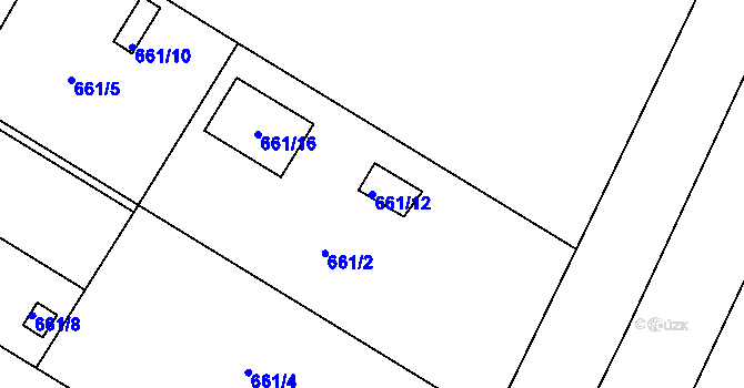Parcela st. 661/12 v KÚ Doudlevce, Katastrální mapa