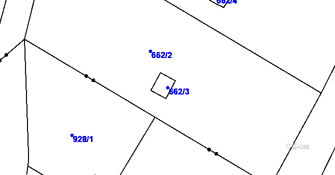 Parcela st. 662/3 v KÚ Doudlevce, Katastrální mapa