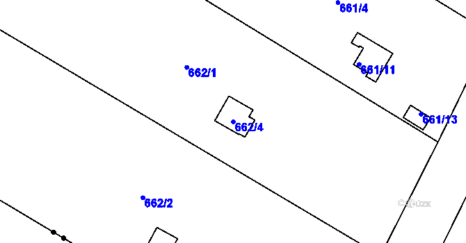 Parcela st. 662/4 v KÚ Doudlevce, Katastrální mapa