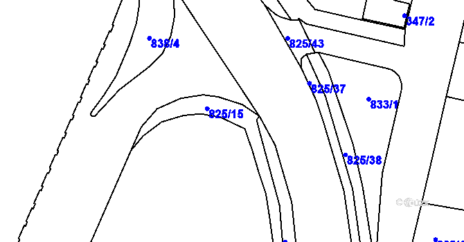 Parcela st. 825/14 v KÚ Doudlevce, Katastrální mapa