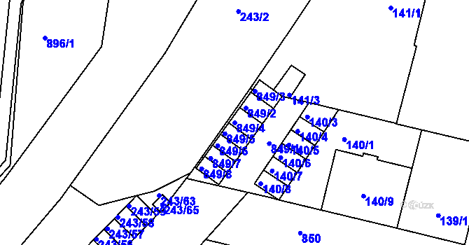 Parcela st. 849/4 v KÚ Doudlevce, Katastrální mapa