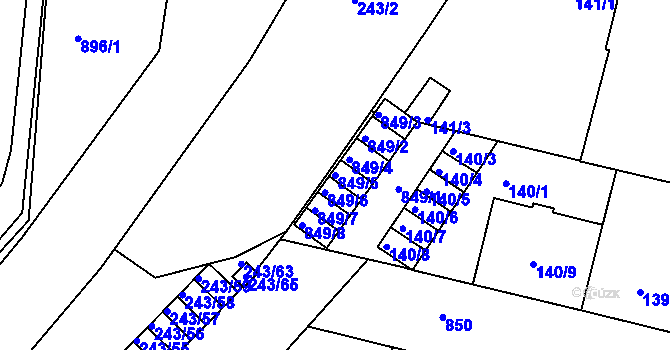 Parcela st. 849/5 v KÚ Doudlevce, Katastrální mapa