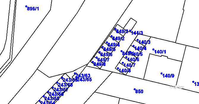 Parcela st. 849/6 v KÚ Doudlevce, Katastrální mapa