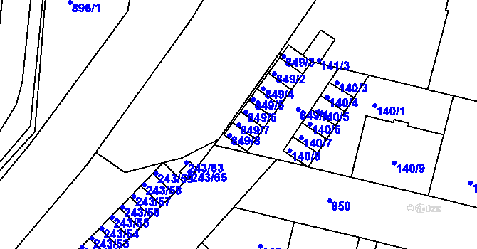 Parcela st. 849/7 v KÚ Doudlevce, Katastrální mapa