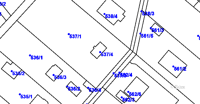 Parcela st. 537/4 v KÚ Doudlevce, Katastrální mapa