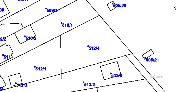 Parcela st. 512/4 v KÚ Doudlevce, Katastrální mapa