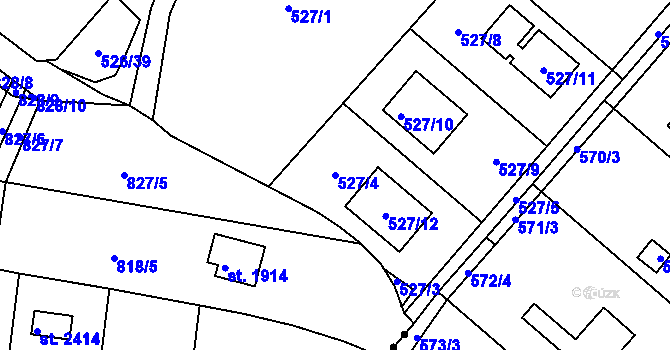 Parcela st. 527/4 v KÚ Doudlevce, Katastrální mapa