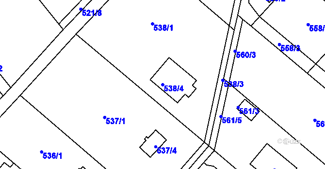 Parcela st. 538/4 v KÚ Doudlevce, Katastrální mapa
