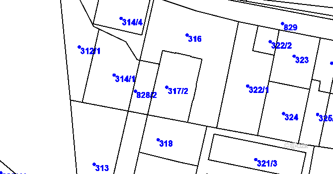 Parcela st. 317/2 v KÚ Doudlevce, Katastrální mapa