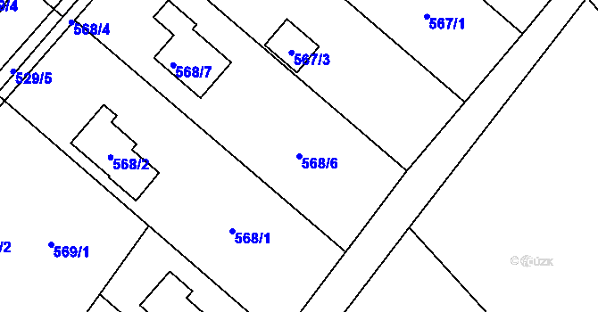 Parcela st. 568/6 v KÚ Doudlevce, Katastrální mapa