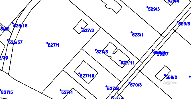 Parcela st. 527/8 v KÚ Doudlevce, Katastrální mapa